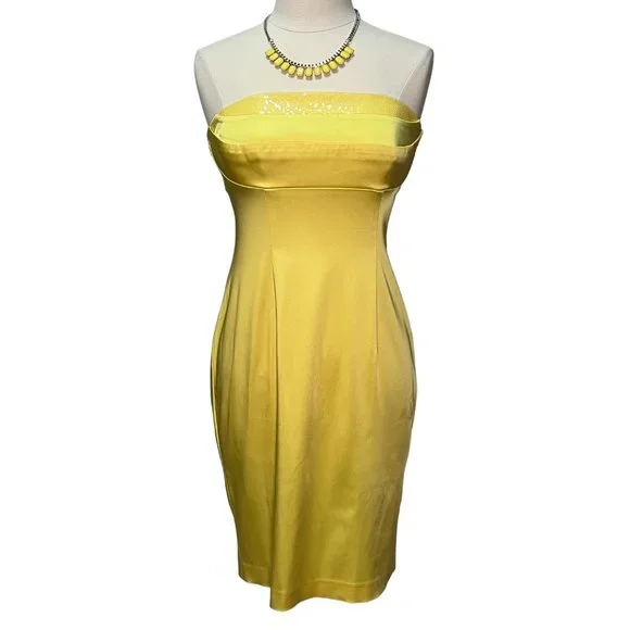 Calvin Klein | Dresses | Lemon Yellow Strapless Dress | Poshmark